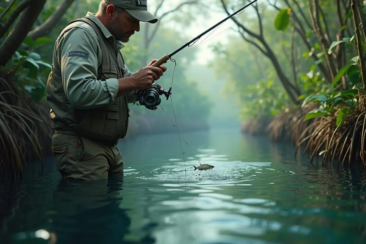 Linhas, líderes e anzóis para o mangue