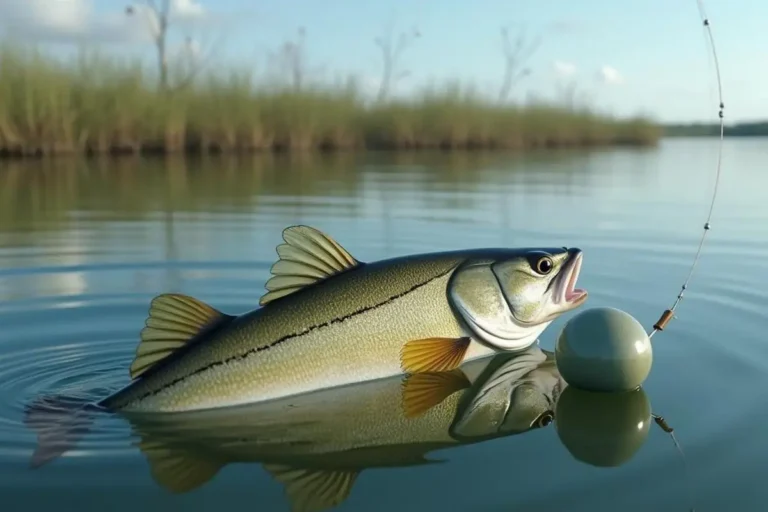 Pesca de robalo com boia em águas tranquilas