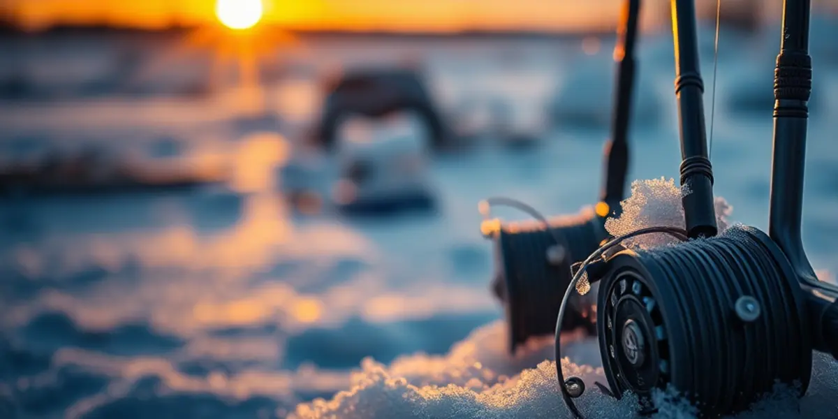 Varas e linhas para pesca em baixa temperatura