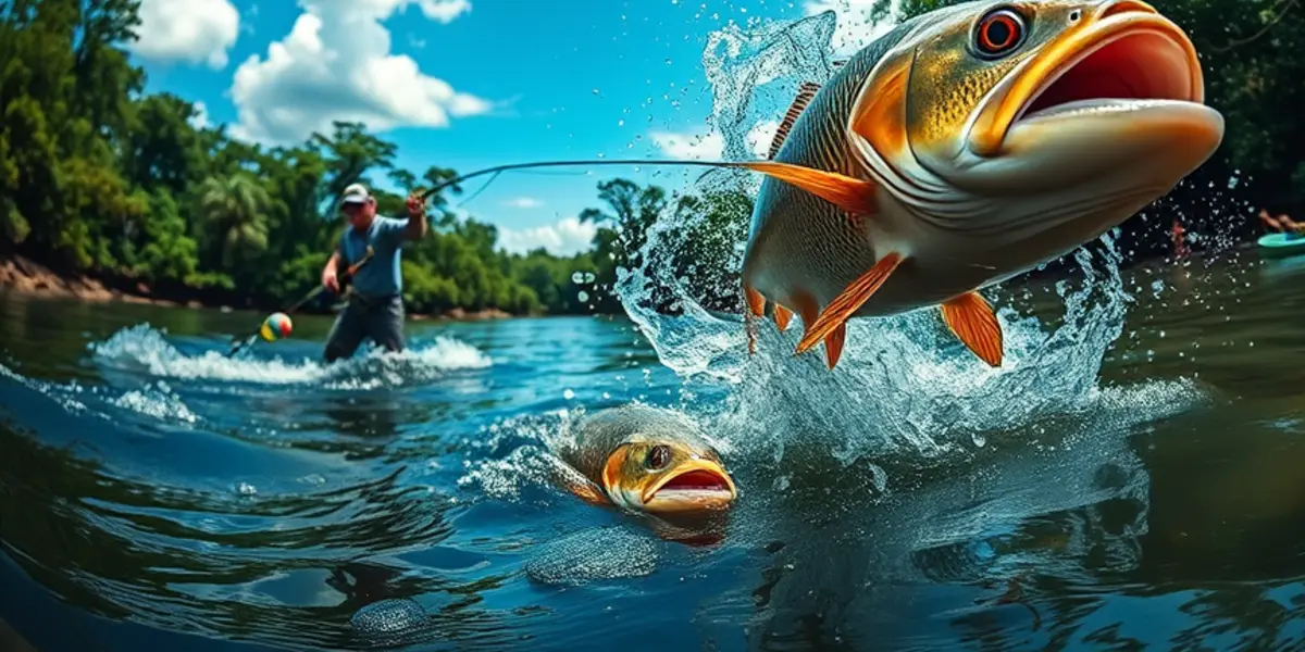 Pesca de tambaqui com bóias de arremesso