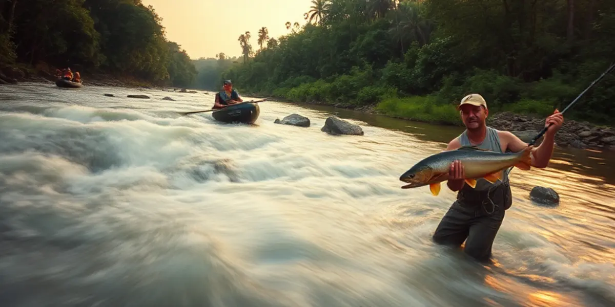Pesca de tambaqui em rios com correnteza